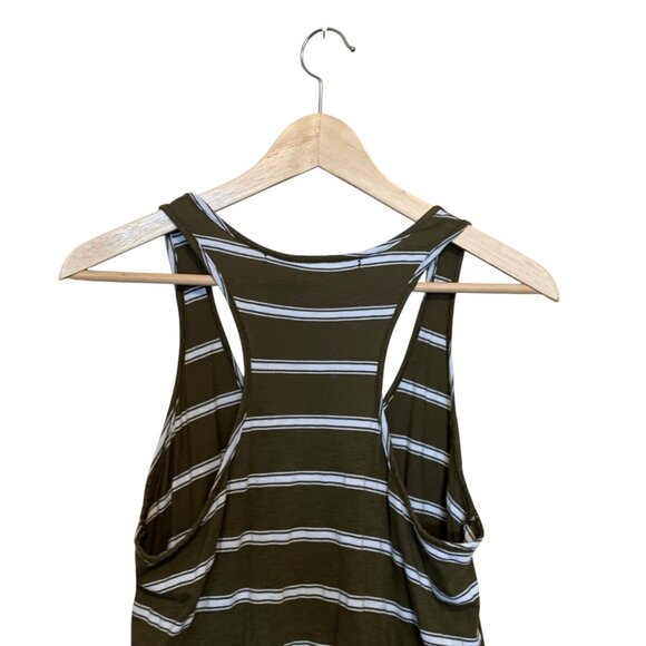 Micheal Stars Women’s Jersey Dress Maxi Striped Brown Off-White Razor Back OS - Picture 5 of 16